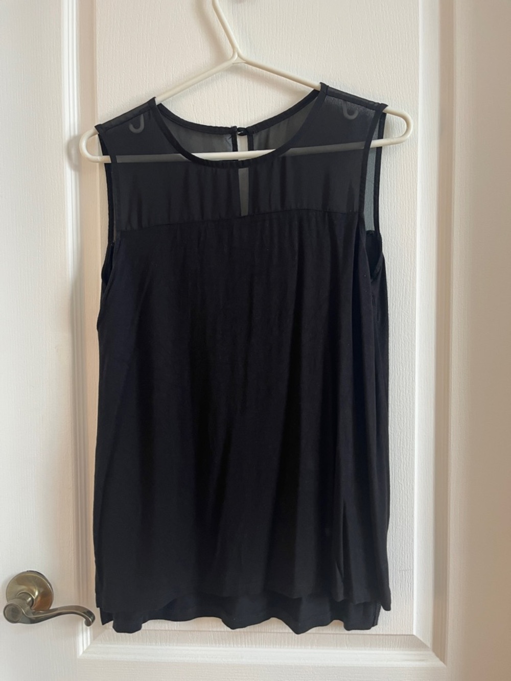 Black Sheer Yoke Sleeveless Women's Camisole